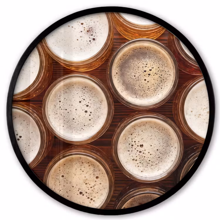 Eten - Glazen - Drank - Patroon - Bruin Fotolijst rond zonder passe partout klein -3d