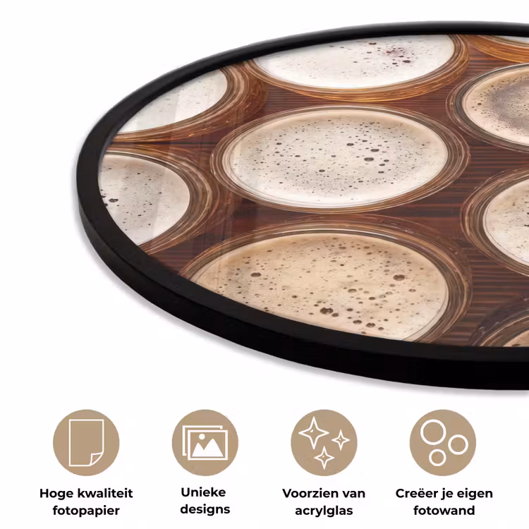 Eten - Glazen - Drank - Patroon - Bruin Fotolijst rond zonder passe partout klein -closeup_NL
