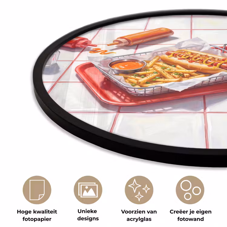 Eten - Hotdog - Fastfood - Modern - Rood Fotolijst rond zonder passe partout klein -closeup_NL