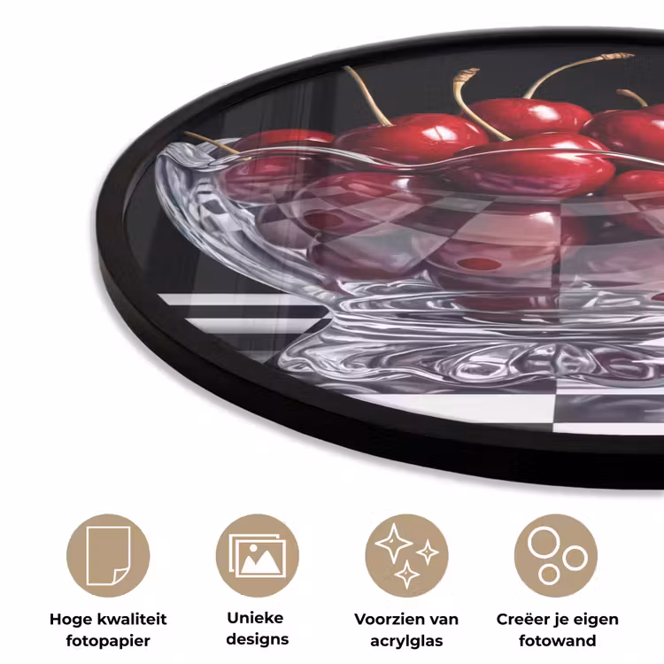 Ronde fotolijst - Eten - Kersen - Rood - Eten - Kersen - Rood Fotolijst rond zonder passe partout klein