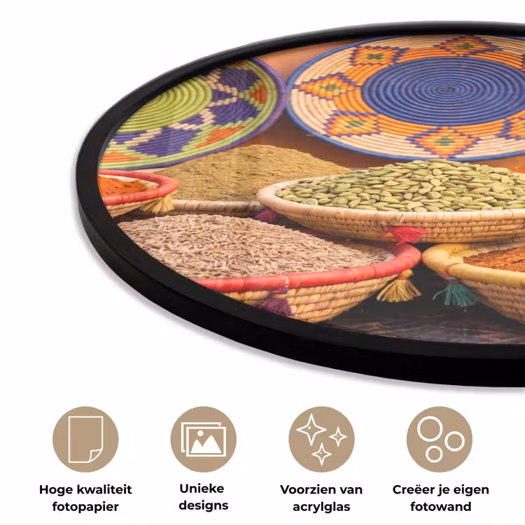 Ronde fotolijst - Eten - Kleurrijk - Cultuur - Eten - Kleurrijk - Cultuur Fotolijst rond zonder passe partout klein