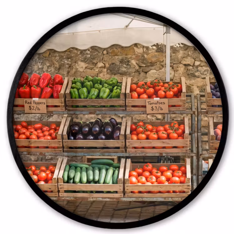 Ronde fotolijst - Eten - Markt - Vers - Eten - Markt - Vers Fotolijst rond zonder passe partout klein