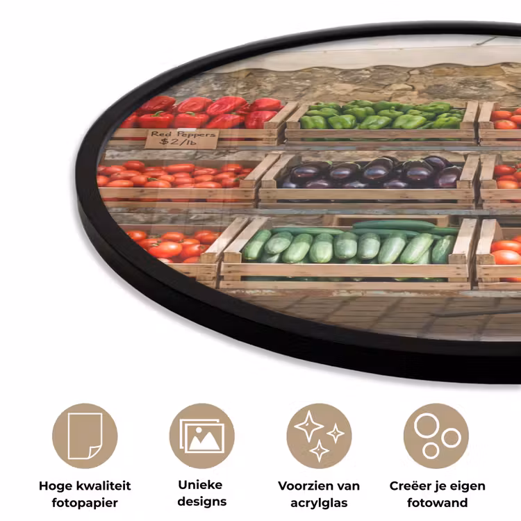 Ronde fotolijst - Eten - Markt - Vers - Eten - Markt - Vers Fotolijst rond zonder passe partout klein