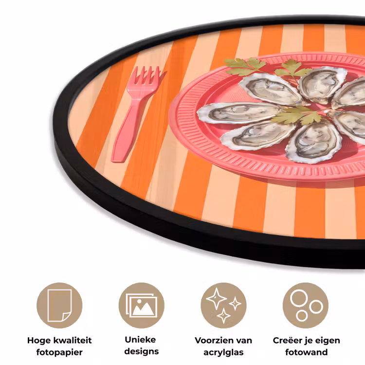 Eten - Oester - Zeevruchten - Oranje - Modern Fotolijst rond zonder passe partout klein -closeup_NL