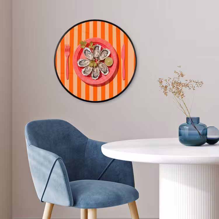 Eten - Oester - Zeevruchten - Oranje - Modern Fotolijst rond zonder passe partout klein -sfeer2