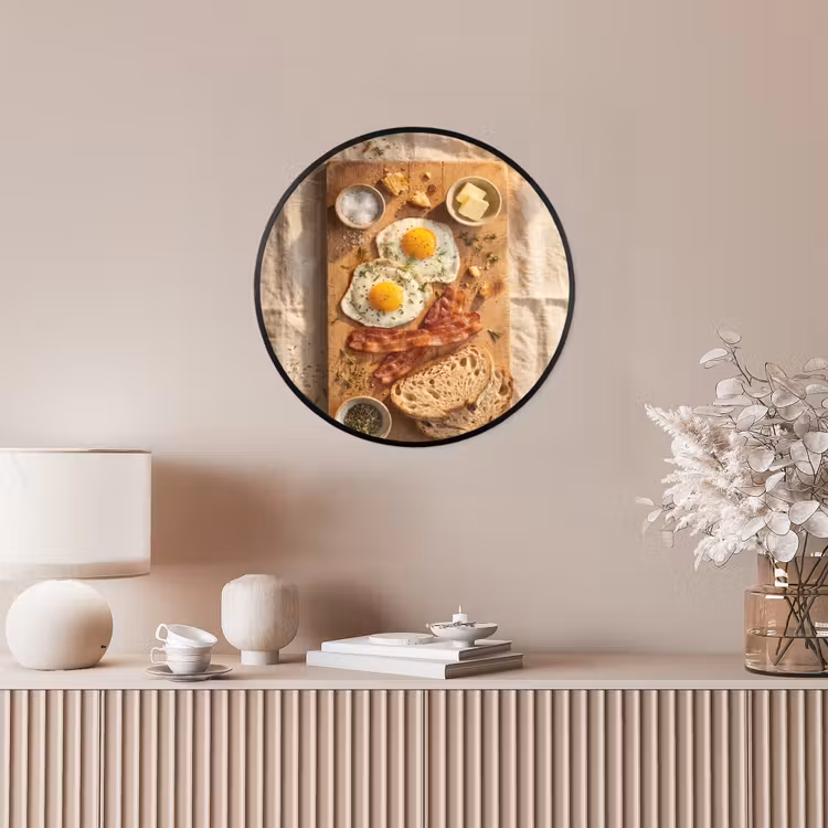Eten - Ontbijt - Hout - Rustiek - Geel Fotolijst rond zonder passe partout klein -sfeer3