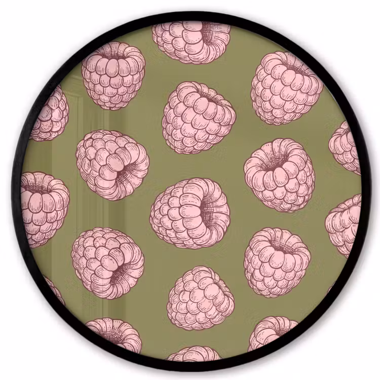 Eten - Patroon - Illustratie - Roze - Groen Fotolijst rond zonder passe partout klein -3d