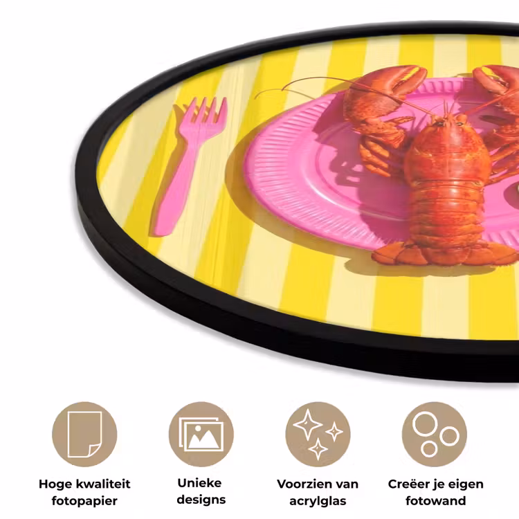 Eten - Roze - Geel - Modern - Culinaire Fotolijst rond zonder passe partout klein -closeup_NL