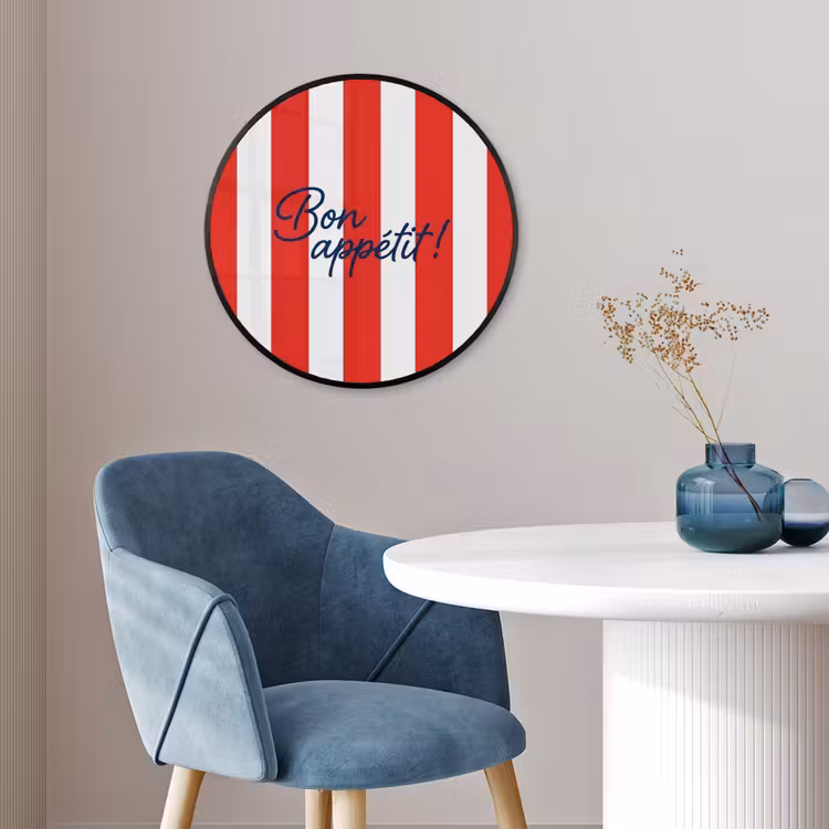 Eten - Spreuk - Keuken - Grafisch - Rood-Wit Fotolijst rond zonder passe partout klein -sfeer2