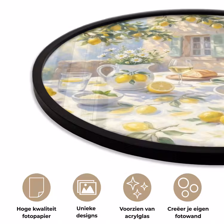 Eten - Terras - Zomer - Geschilderd - Geel Fotolijst rond zonder passe partout klein -closeup_NL