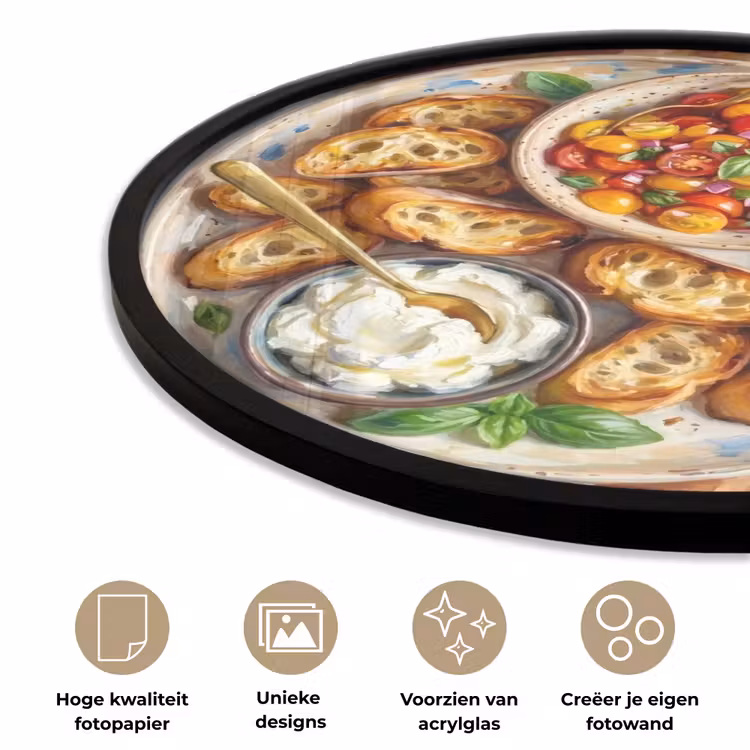 Eten - Tomaat - Brood - Kleurrijk - Keuken Fotolijst rond zonder passe partout klein -closeup_NL