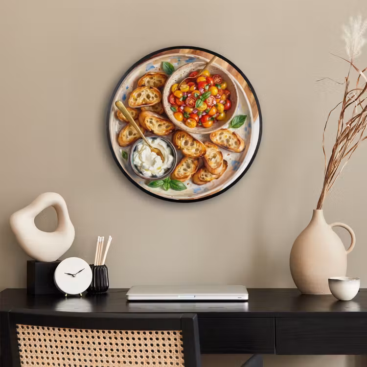 Eten - Tomaat - Brood - Kleurrijk - Keuken Fotolijst rond zonder passe partout klein -sfeer1