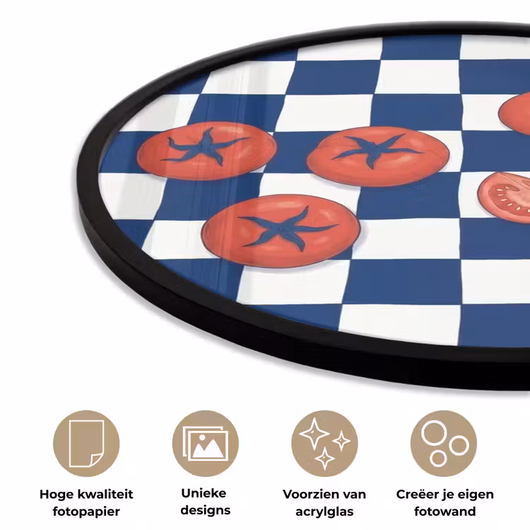 Eten - Tomaten - Keuken - Illustratie - Rood-Blauw Fotolijst rond zonder passe partout klein -closeup_NL