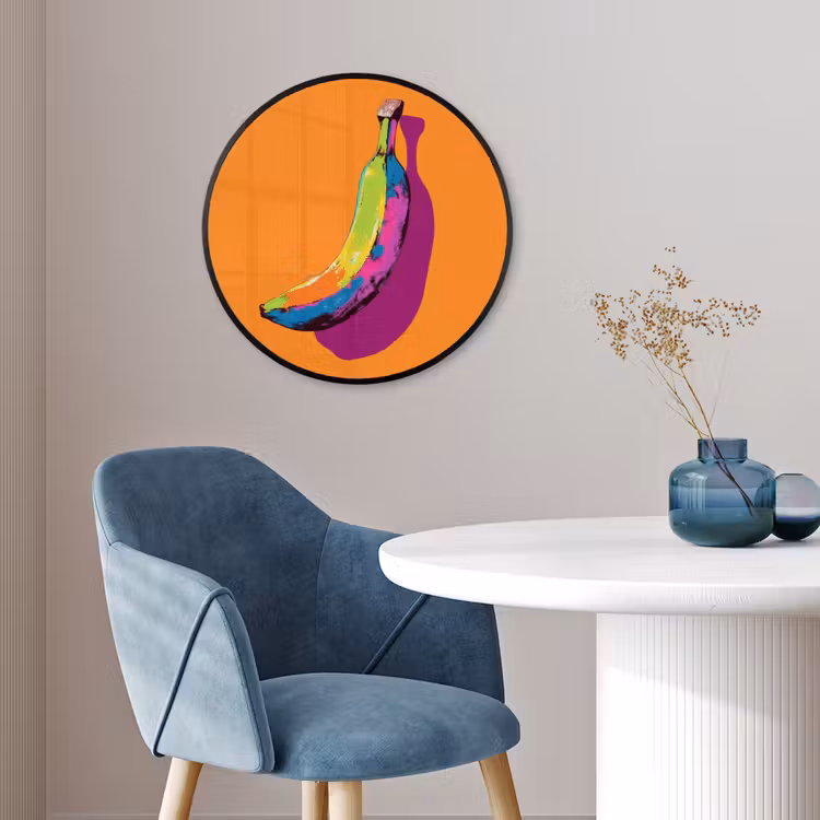Felle kleuren - Banaan - popart Fotolijst rond zonder passe partout klein -sfeer2