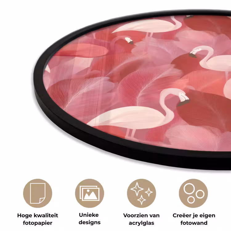 Flamingo - Botanisch - Elegant - Roze - Rood Fotolijst rond zonder passe partout klein 856 -closeup_NL