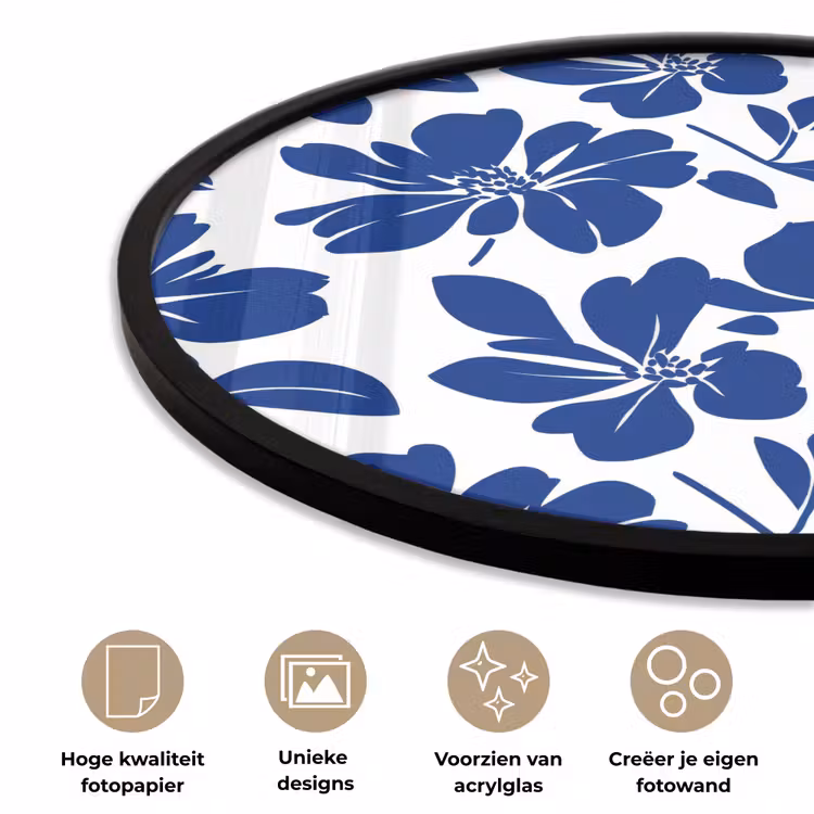 Floraal - Modern - Blauw Fotolijst rond zonder passe partout klein 856 -closeup_NL