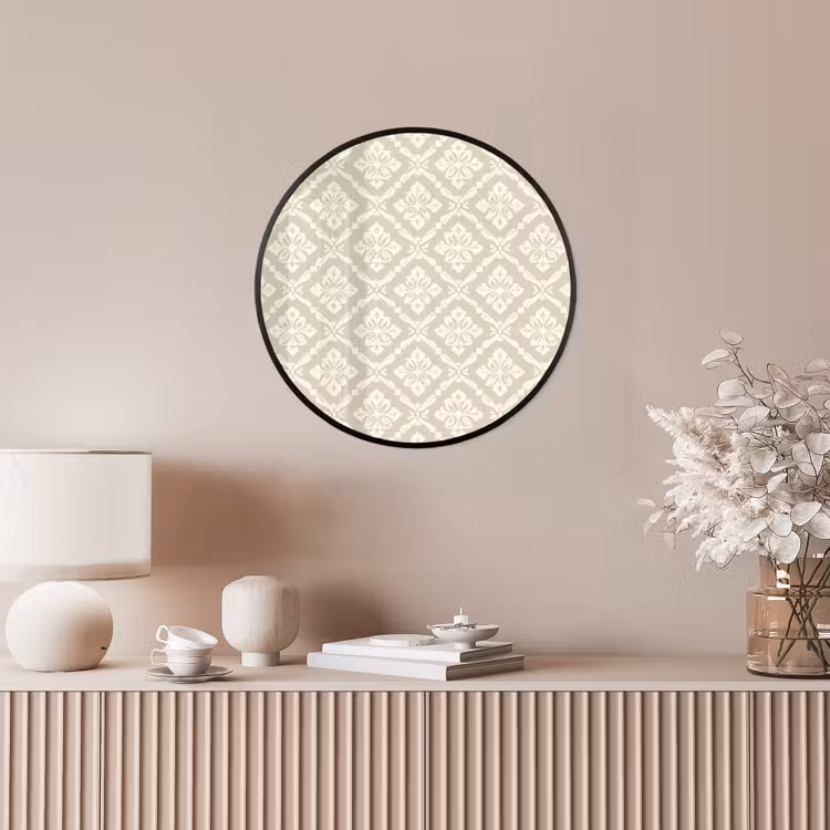 Floraal - Ornament - Beige Fotolijst rond zonder passe partout klein 856 -sfeer3