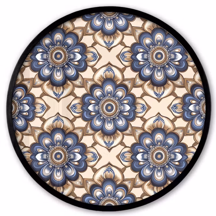 Floraal - Ornament - Blauw Fotolijst rond zonder passe partout klein 856 -3d