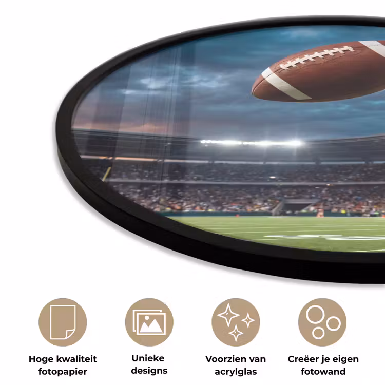 Football - Bal - Stadion - Sport Fotolijst rond zonder passe partout klein -closeup_NL