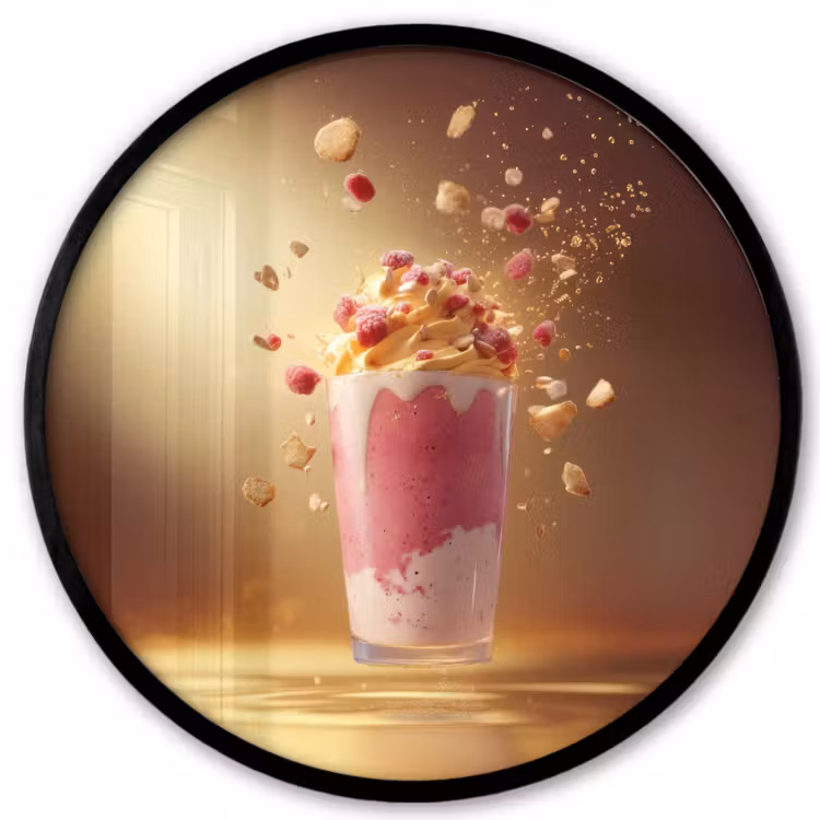 Framboos - Smoothie - Drinken - Roze Fotolijst rond zonder passe partout klein -3d