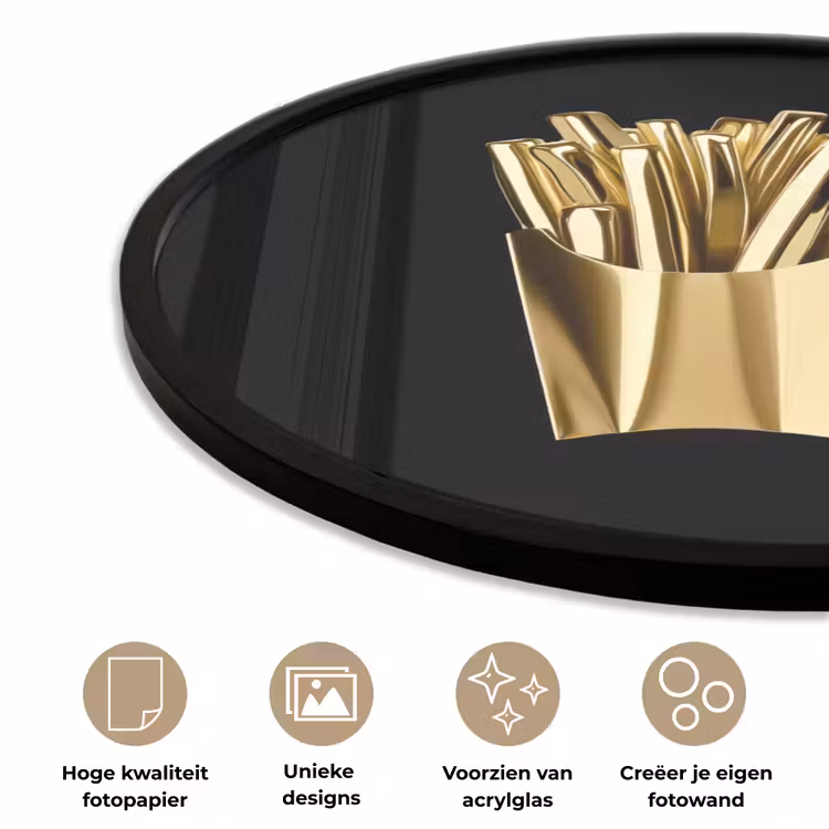 Friet - Goud - Chrome - Eten Fotolijst rond zonder passe partout klein -closeup_NL