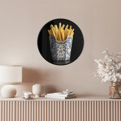 Friet - Porselein - Delfts blauw - Eten Fotolijst rond zonder passe partout klein -sfeer3
