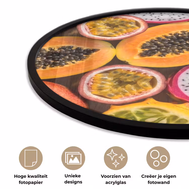 Fruit - Geopend - Tropisch - Eten - Kleurrijk Fotolijst rond zonder passe partout klein -closeup_NL