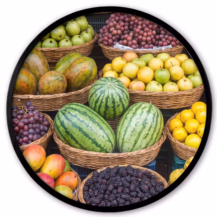 Ronde fotolijst - Fruit - Markt - Kleurrijk - Fruit - Markt - Kleurrijk Fotolijst rond zonder passe partout klein