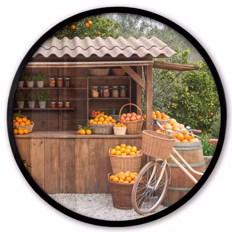 Ronde fotolijst - Fruit - Markt - Landelijk - Fruit - Markt - Landelijk Fotolijst rond zonder passe partout klein