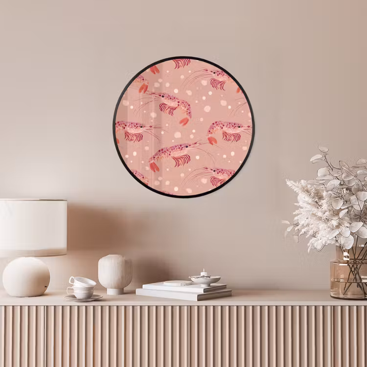 Garnalen - Stippen - Roze Fotolijst rond zonder passe partout klein 856 -sfeer3