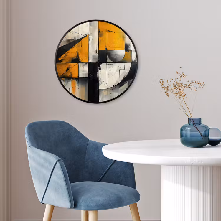 Geel - Abstract - Modern - Vormen Fotolijst rond zonder passe partout klein -sfeer2