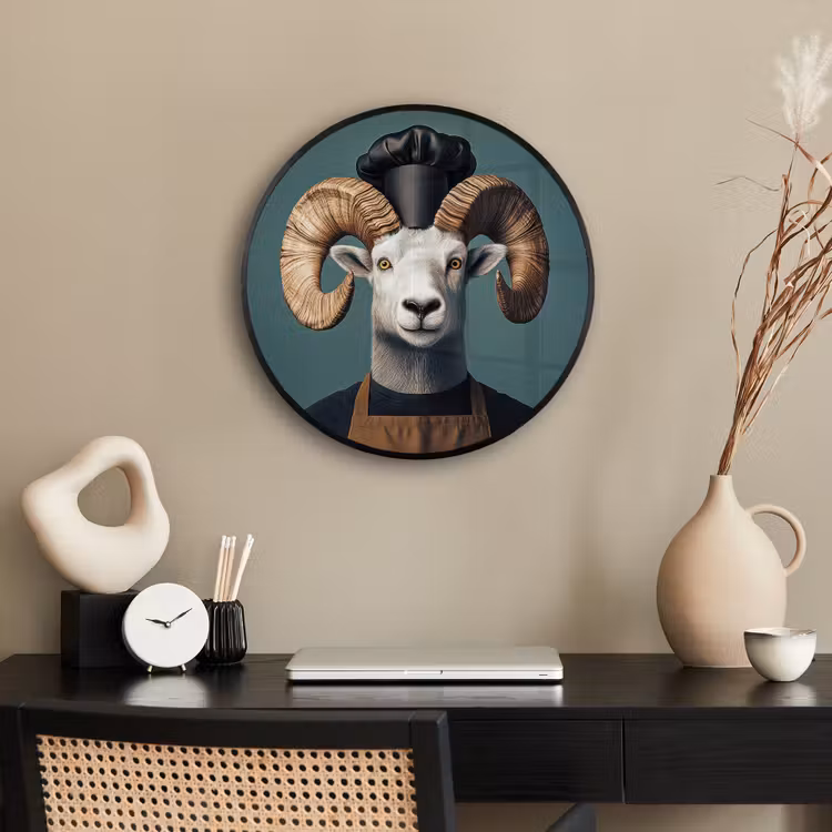 Geit - Hoorns - Kokskleding Fotolijst rond zonder passe partout klein -sfeer1