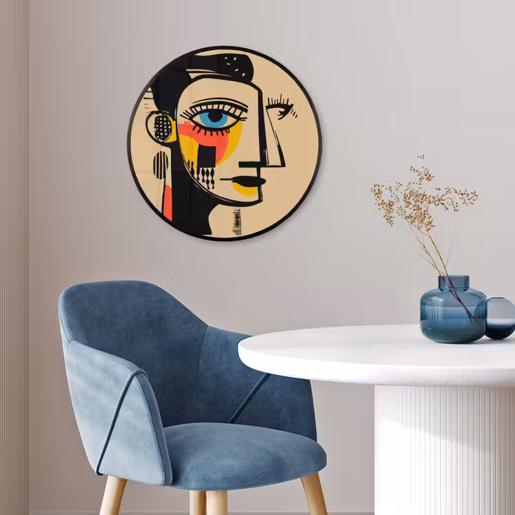 Geometrisch - Felle kleuren - Kubistische stijl Fotolijst rond zonder passe partout klein -sfeer2