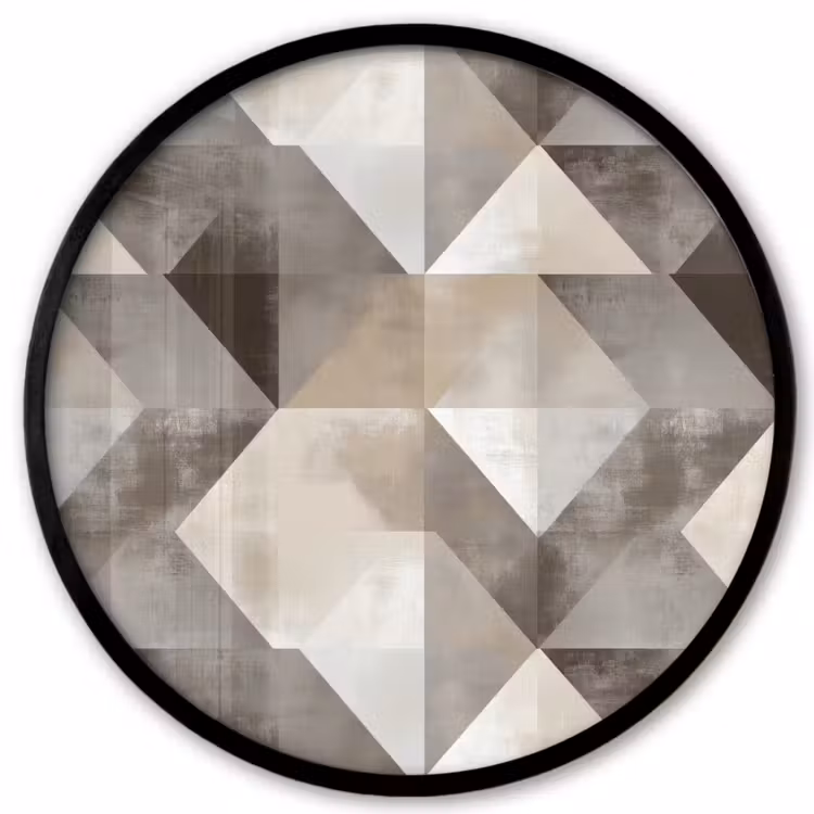 Geometrisch - Motief - Aardetinten Fotolijst rond zonder passe partout klein 856 -3d