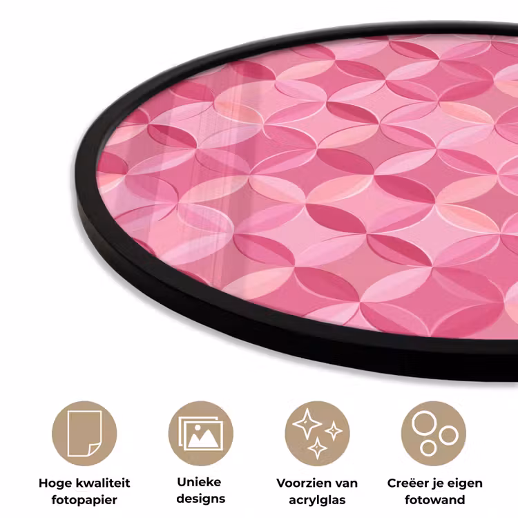 Geometrisch - Mozaïek - Modern - Roze Fotolijst rond zonder passe partout klein 856 -closeup_NL