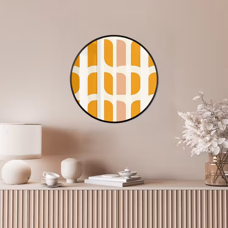 Geometrisch - Patroon - Geel - Roze Fotolijst rond zonder passe partout klein 856 -sfeer3