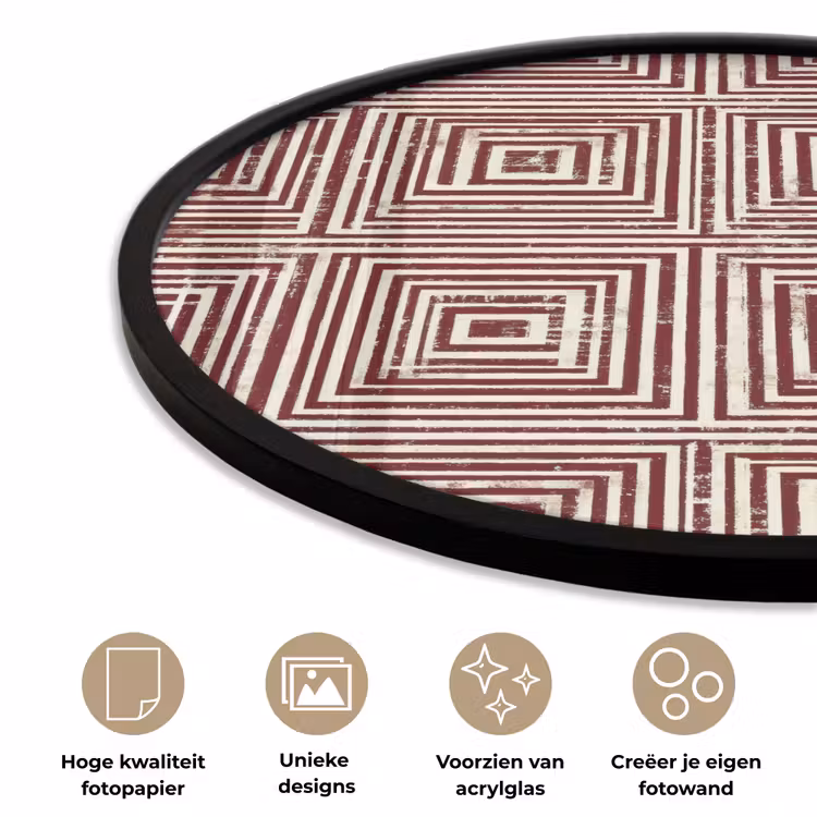 Geometrisch - Patroon - Rood Fotolijst rond zonder passe partout klein 856 -closeup_NL