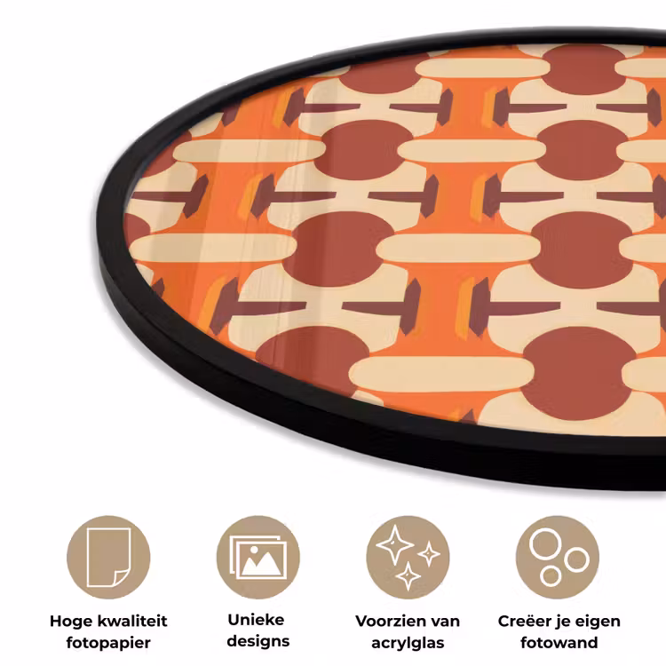Geometrisch - Retro - Oranje Fotolijst rond zonder passe partout klein 856 -closeup_NL