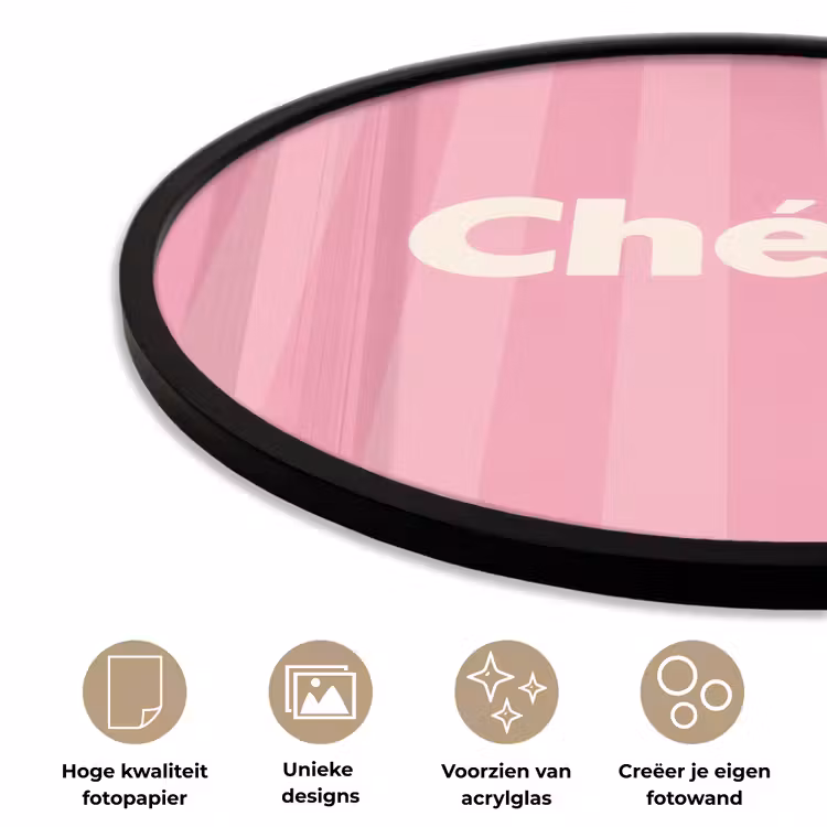 Gestreept - Roze - Chéri Fotolijst rond zonder passe partout klein -closeup_NL