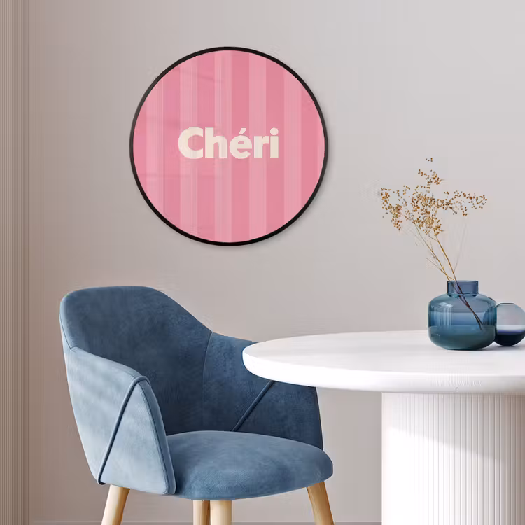 Gestreept - Roze - Chéri Fotolijst rond zonder passe partout klein -sfeer2