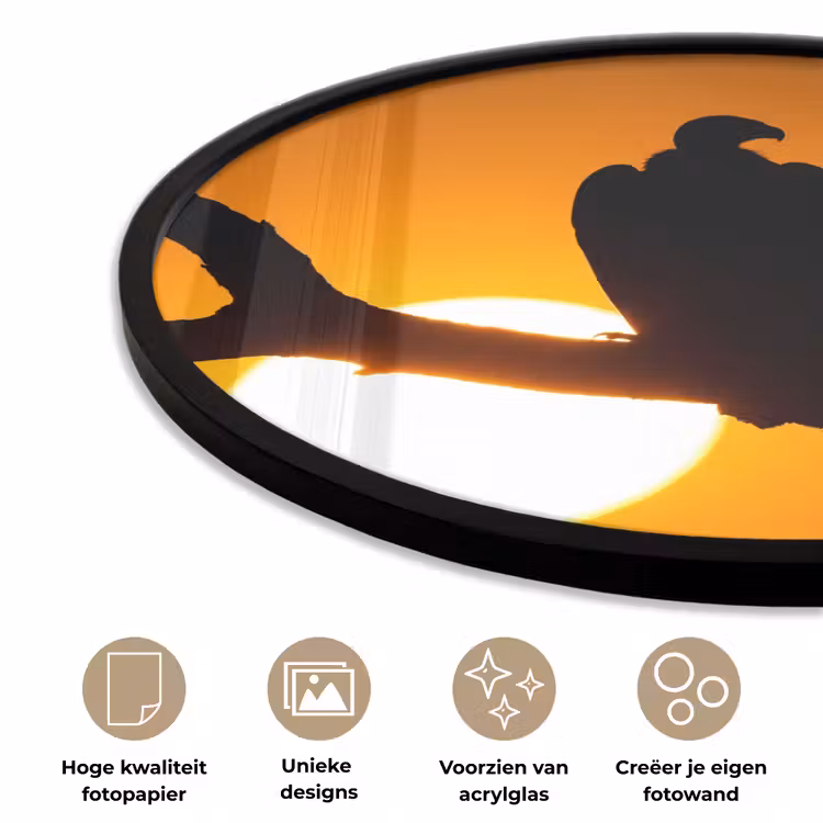 Gier - Tak - Zon - Oranje Fotolijst rond zonder passe partout klein -closeup_NL