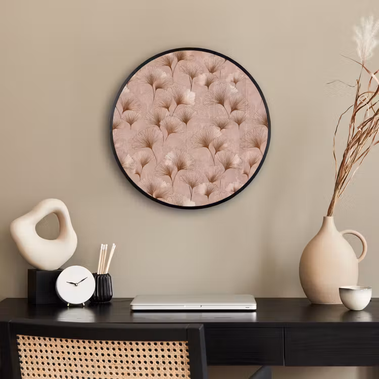 Ginkgo - Patroon - Roze Fotolijst rond zonder passe partout klein 856 -sfeer1