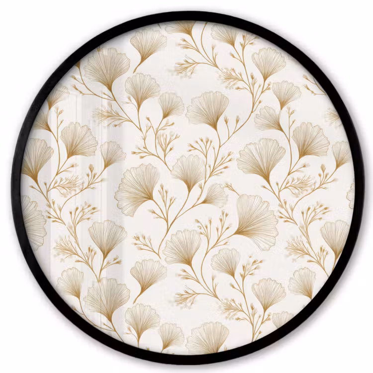 Ginkgo - Takken - Goud Fotolijst rond zonder passe partout klein 856 -3d