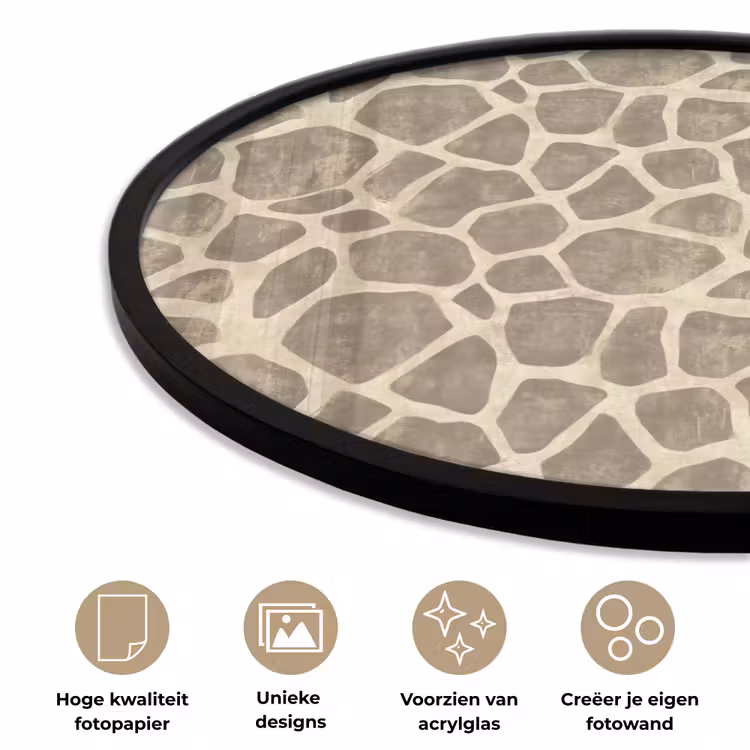 Giraf - Patroon - Beige - Bruin Fotolijst rond zonder passe partout klein 856 -closeup_NL