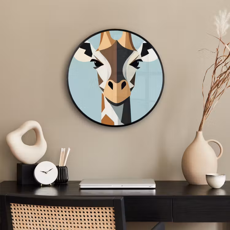 Giraffe - Illustratie - Bruin - Minimalistisch Fotolijst rond zonder passe partout klein -sfeer1