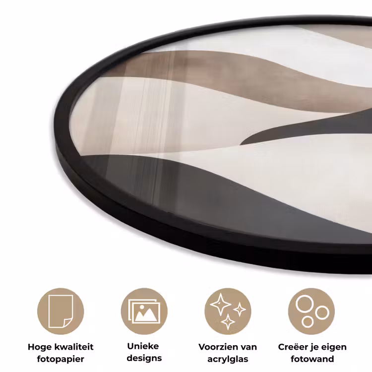 Golven - Abstract - Beige Fotolijst rond zonder passe partout klein -closeup_NL