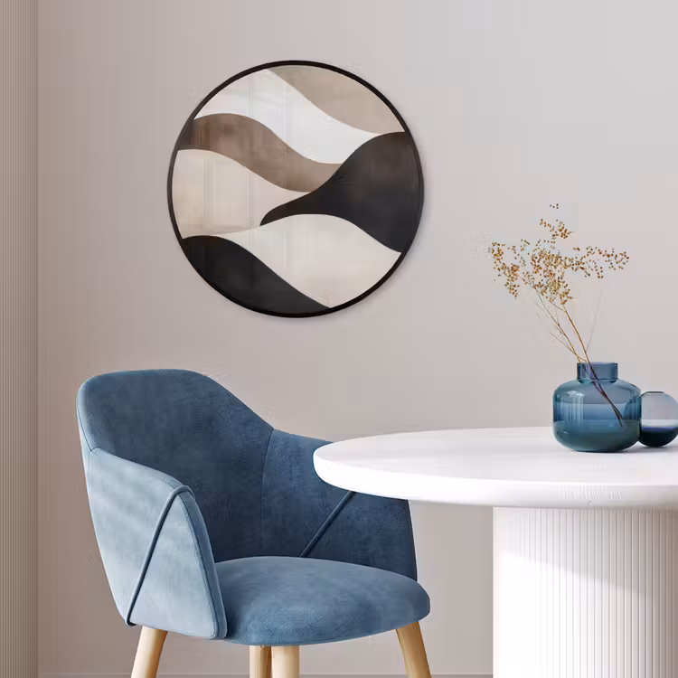 Golven - Abstract - Beige Fotolijst rond zonder passe partout klein -sfeer2