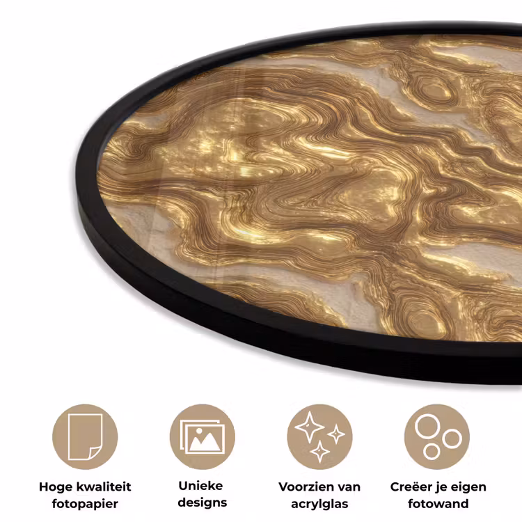 Golven - Organisch - Goud - Crème Fotolijst rond zonder passe partout klein 856 -closeup_NL