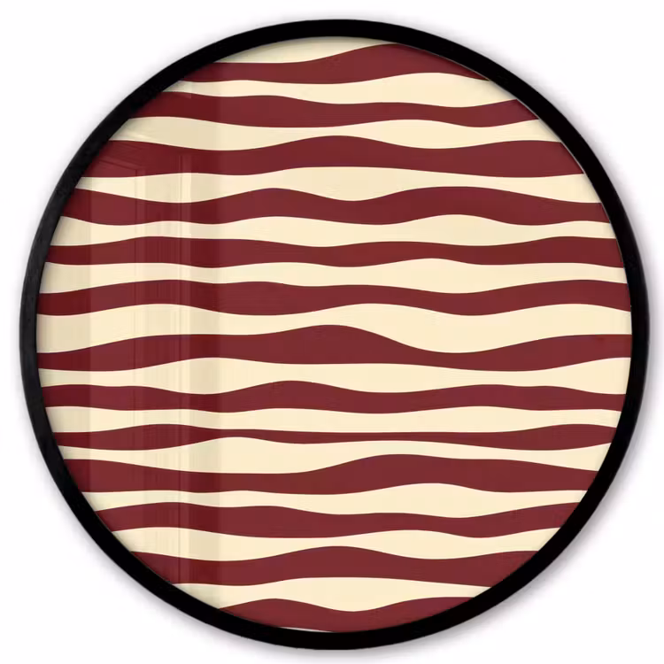 Golven - Rood - Patroon - Crème Fotolijst rond zonder passe partout klein 856 -3d