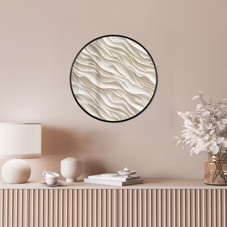 Golven - Wit - Minimalistisch Fotolijst rond zonder passe partout klein 856 -sfeer3